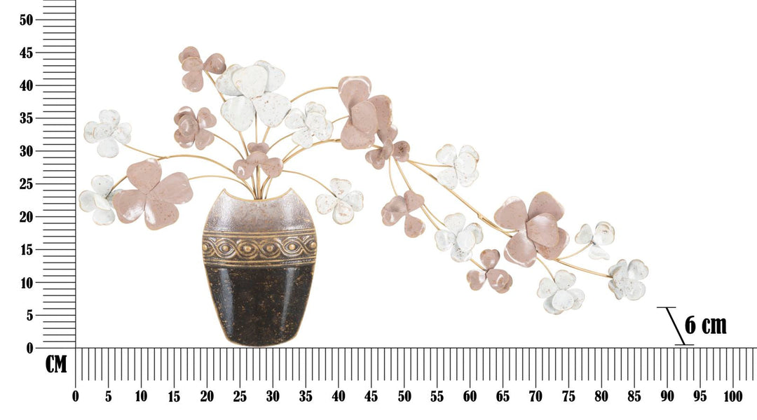 Metallvase mit Blumen Wanddekoration