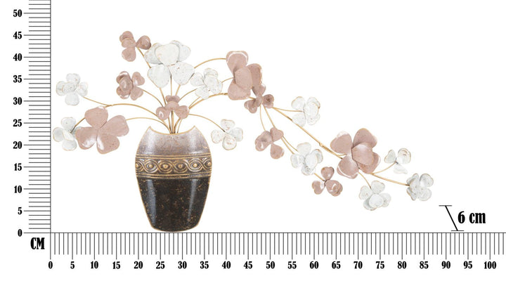 Metallvase mit Blumen Wanddekoration