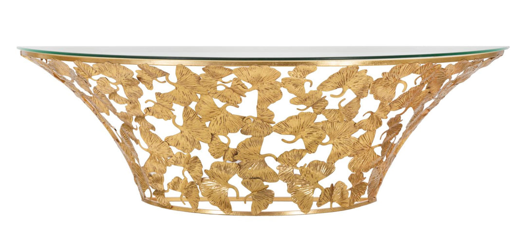 Gold Metall und Glas Blattmuster Wandregal