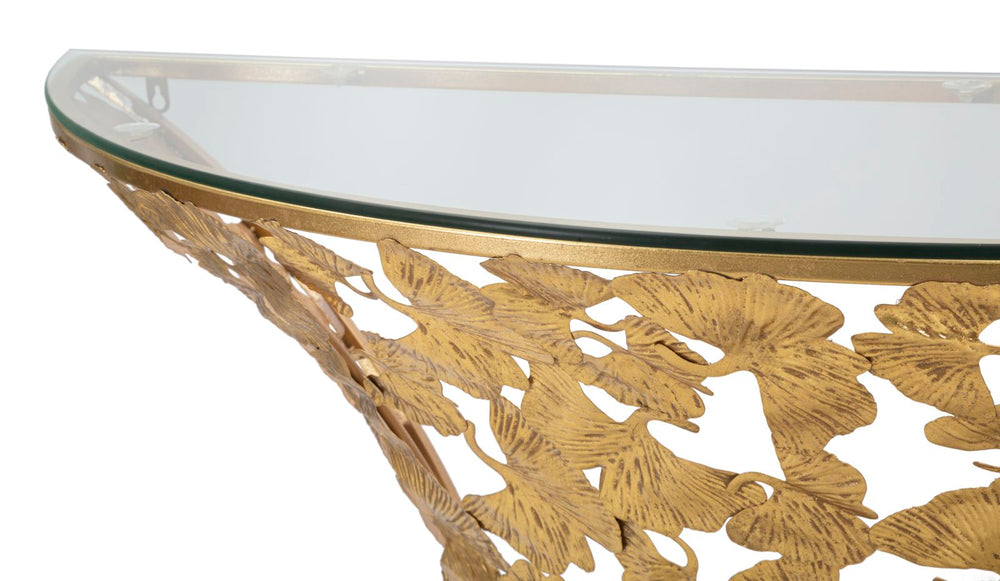 Gold Metall und Glas Blattmuster Wandregal