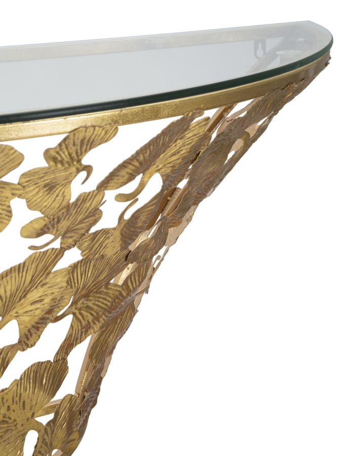 Gold Metall und Glas Blattmuster Wandregal