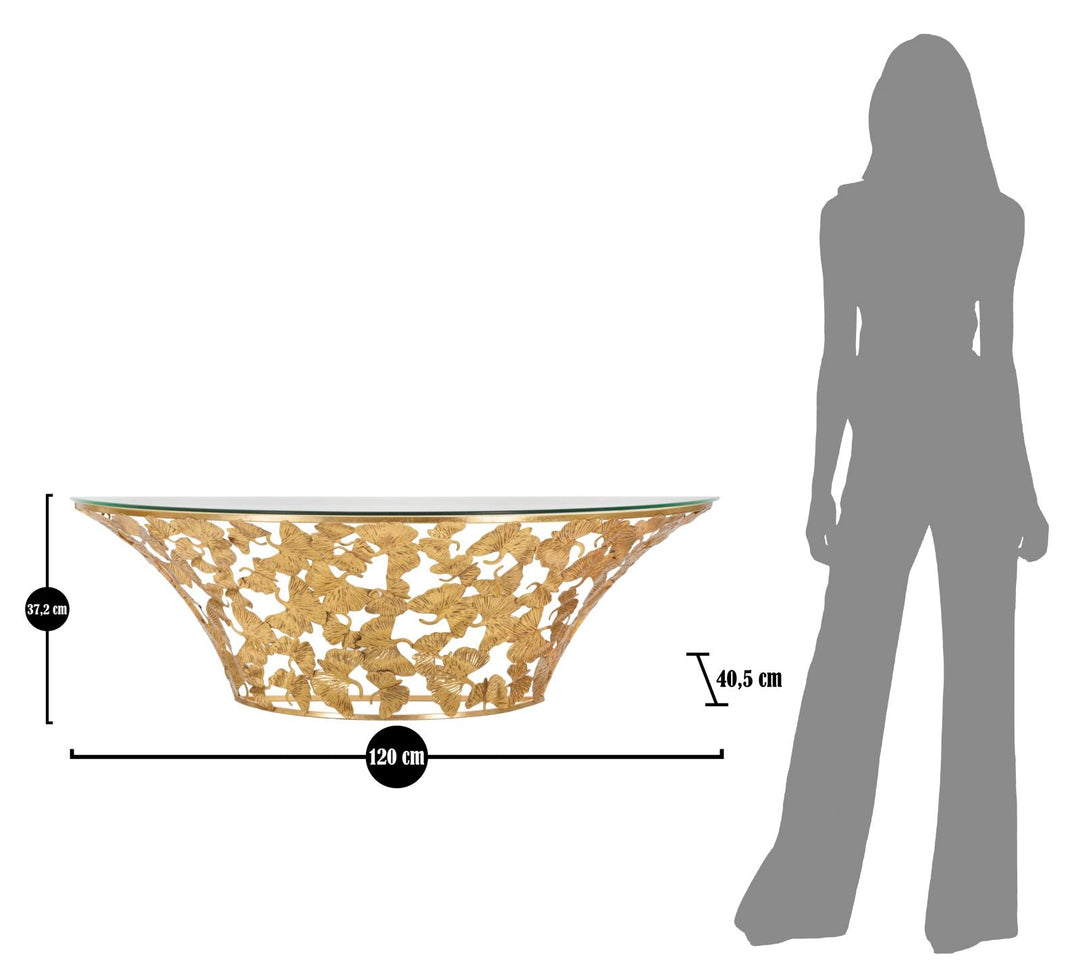 Gold Metall und Glas Blattmuster Wandregal
