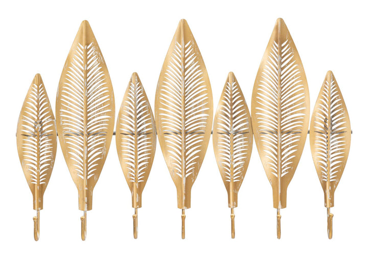 Gold Metall Blattmuster Wandbehang mit 7 Haken