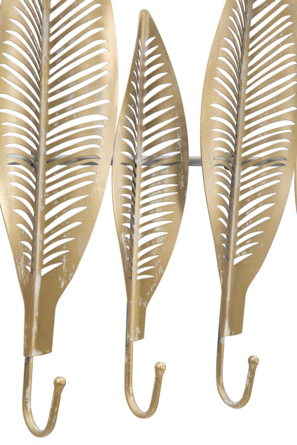Gold Metall Blattmuster Wandbehang mit 7 Haken