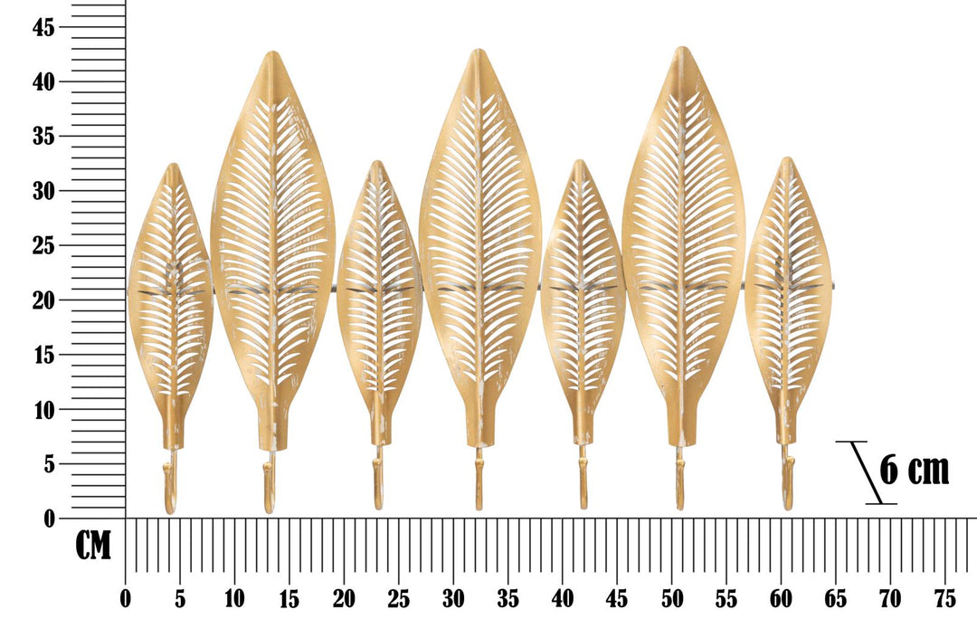 Gold Metall Blattmuster Wandbehang mit 7 Haken