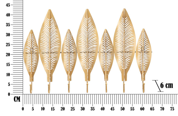 Gold Metall Blattmuster Wandbehang mit 7 Haken