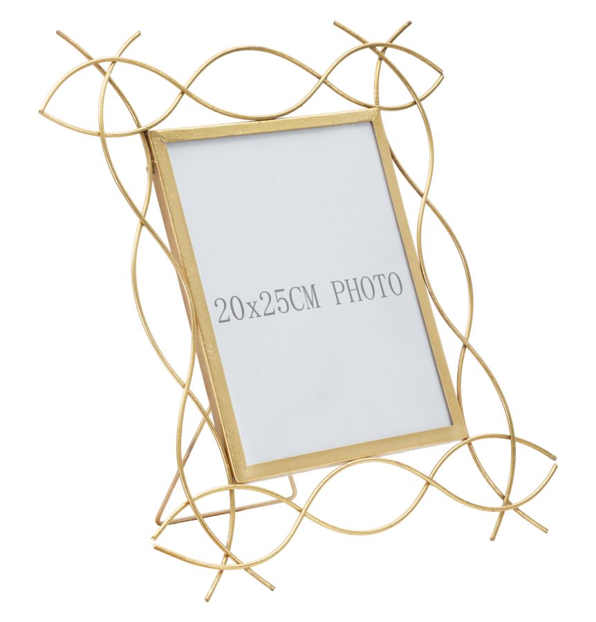 Gold Metallic Metall Wellenlinien Bilderrahmen