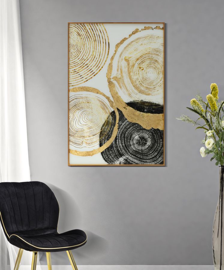 Gold Farbe Holz Muster Modernes Glas Wandpaneel