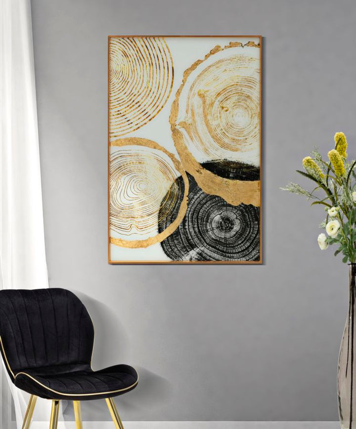 Gold Farbe Holz Muster Modernes Glas Wandpaneel