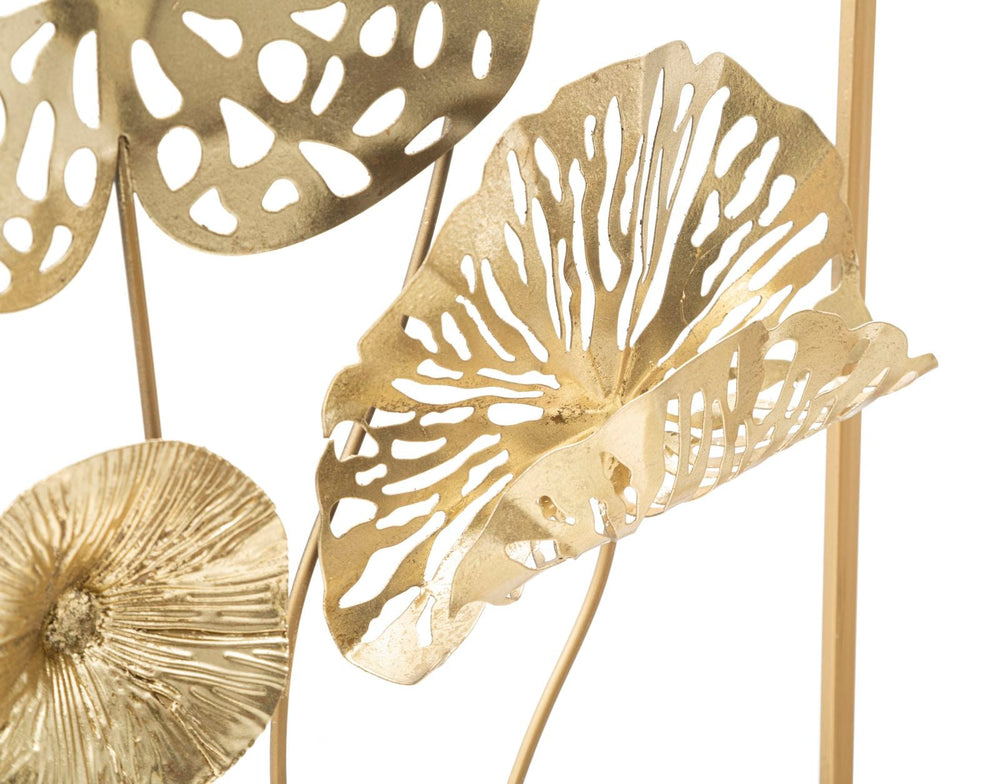 Gold Farbe Blattmuster Wanddekoration in quadratischem Rahmen