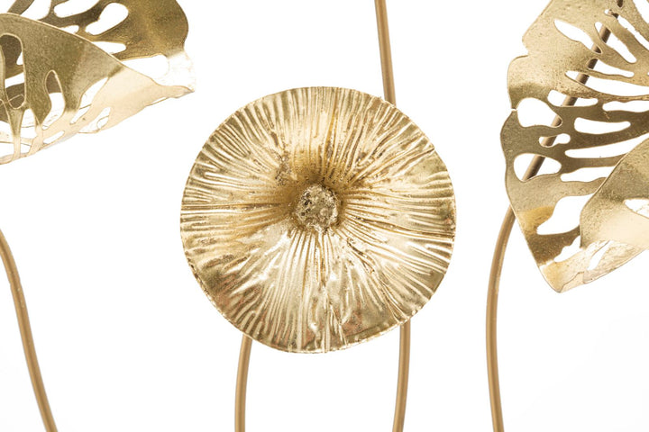 Gold Farbe Blattmuster Wanddekoration in quadratischem Rahmen
