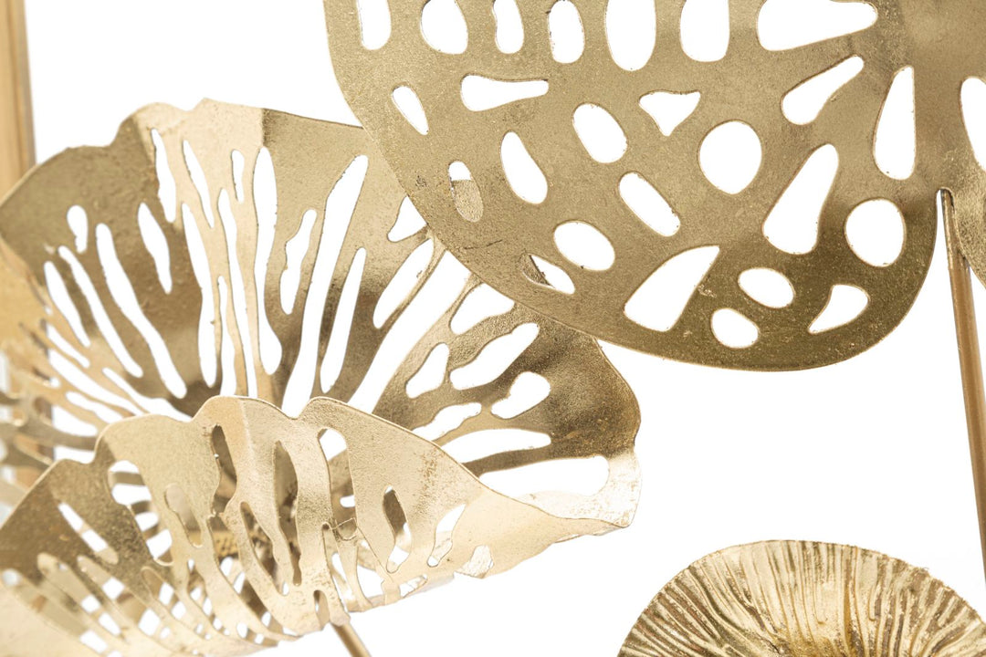 Gold Farbe Blattmuster Wanddekoration in quadratischem Rahmen