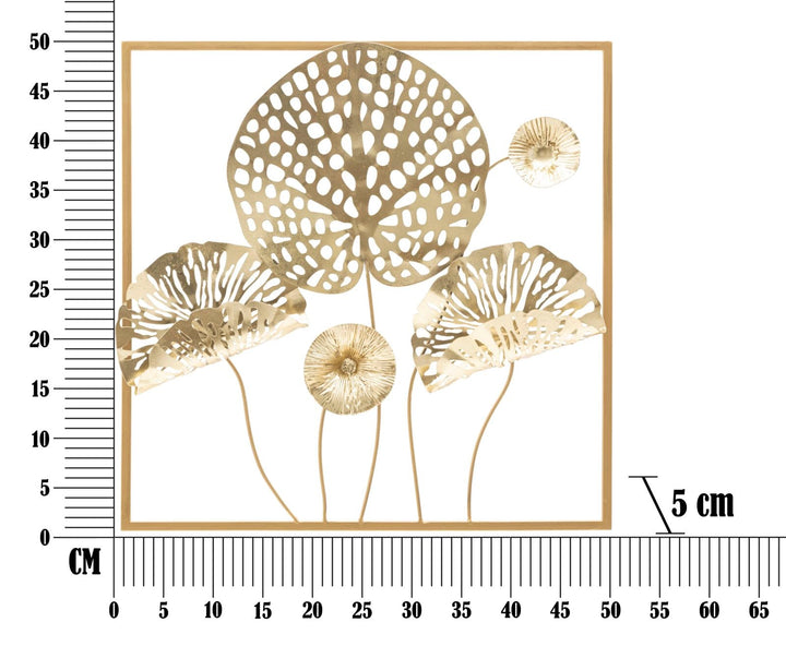 Gold Farbe Blattmuster Wanddekoration in quadratischem Rahmen