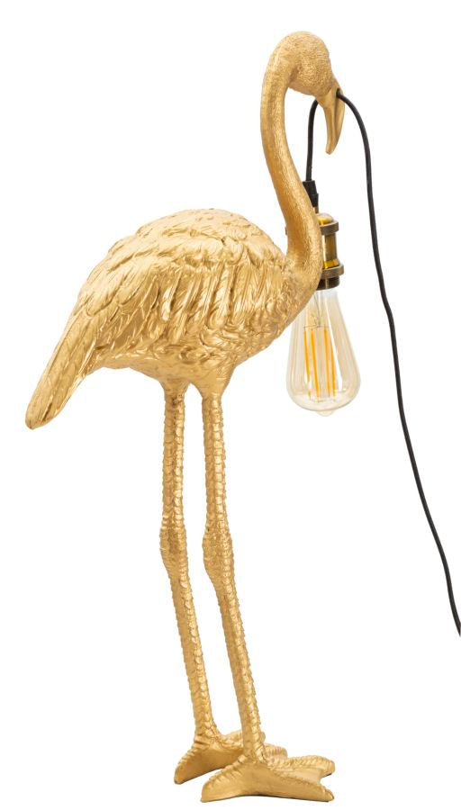 Goldene Flamingo-Tischlampe