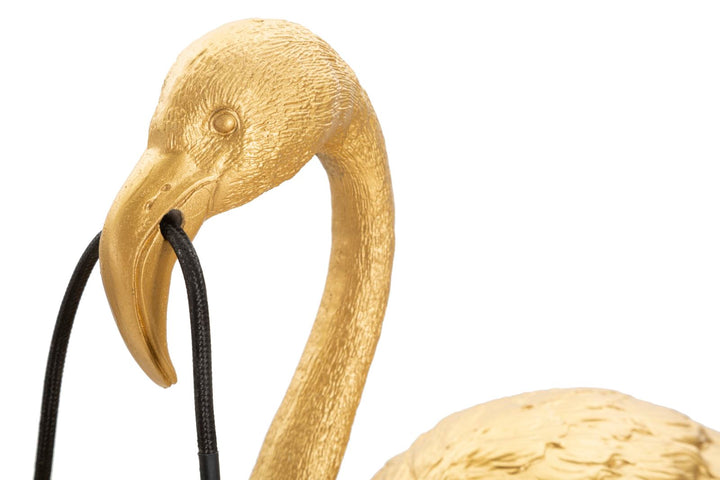Goldene Flamingo-Tischlampe