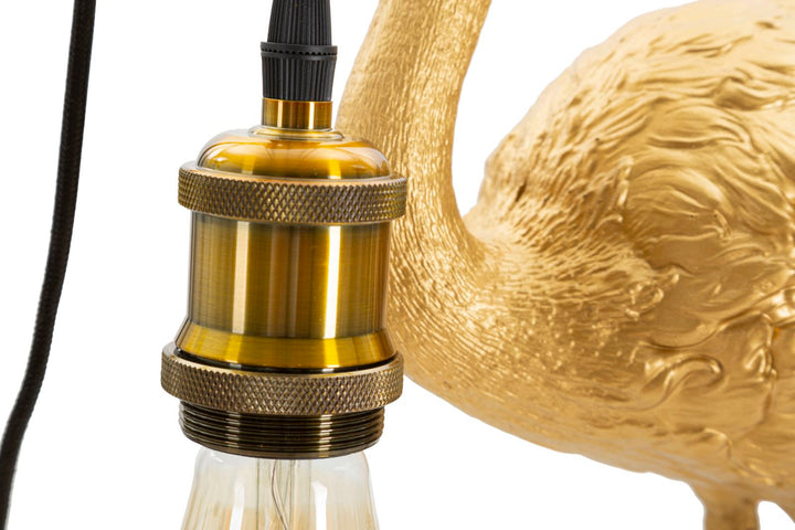 Goldene Flamingo-Tischlampe