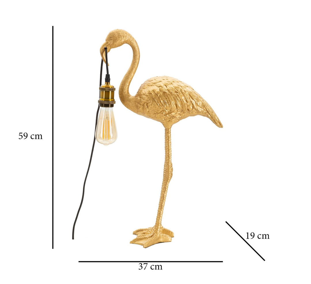 Goldene Flamingo-Tischlampe