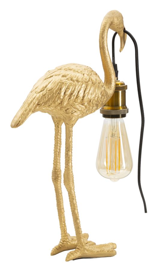Goldene Flamingo-Tischlampe