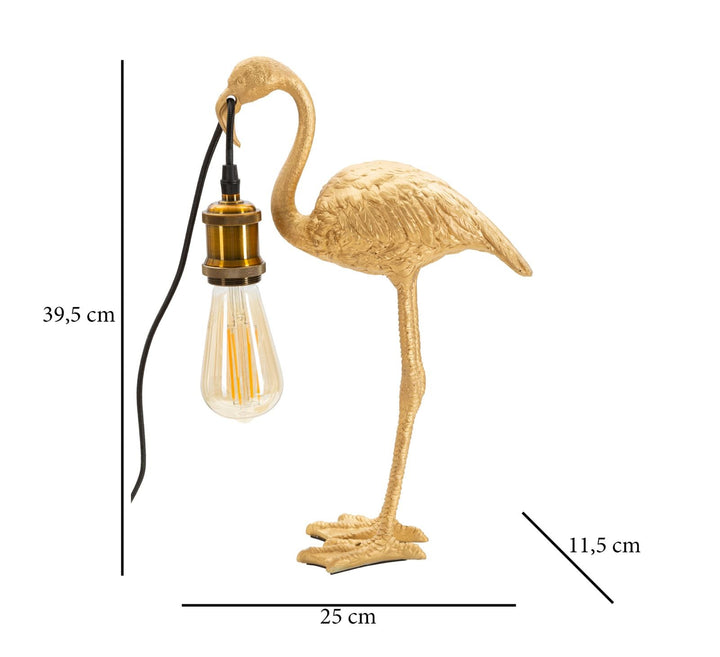 Goldene Flamingo-Tischlampe