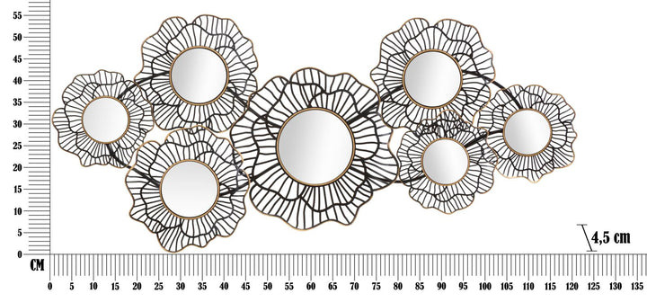 Kleine runde Wandspiegel aus Metall mit floralem Rahmen