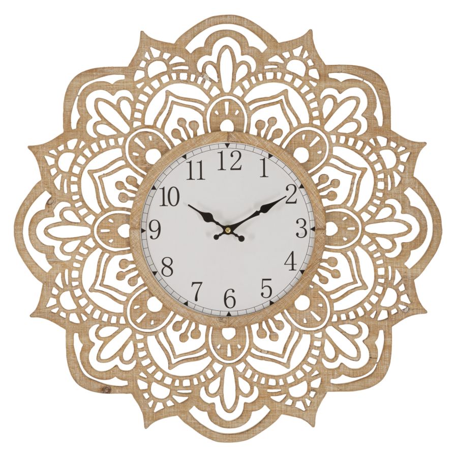 Mandala-Wanduhr aus Holz
