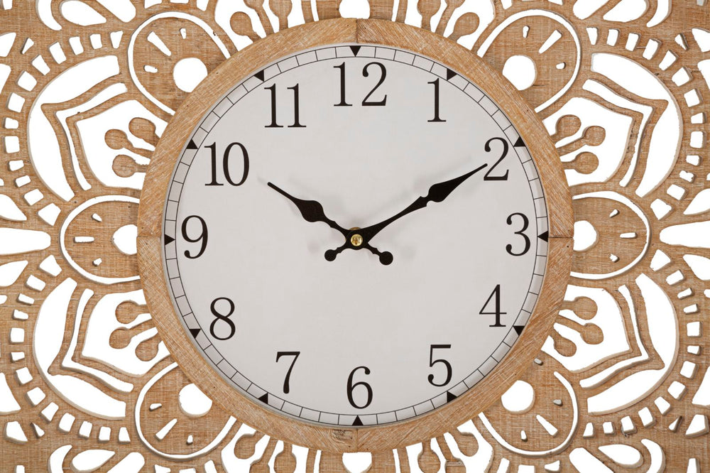 Mandala-Wanduhr aus Holz
