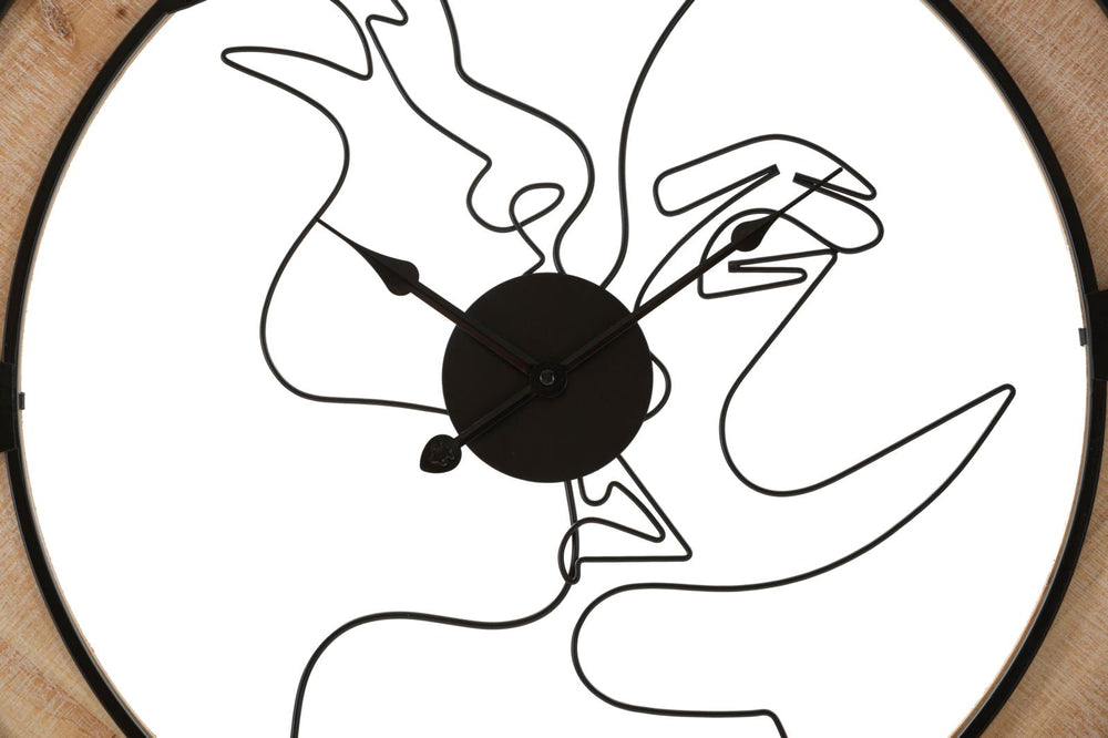Küssendes Paar Wanduhr aus Metall und Holz