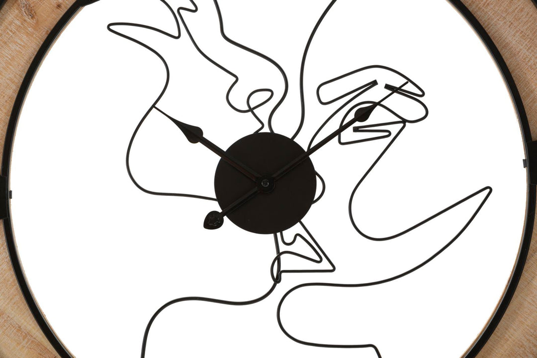 Küssendes Paar Wanduhr aus Metall und Holz