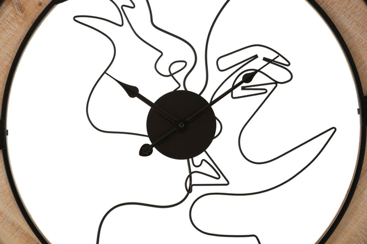 Küssendes Paar Wanduhr aus Metall und Holz