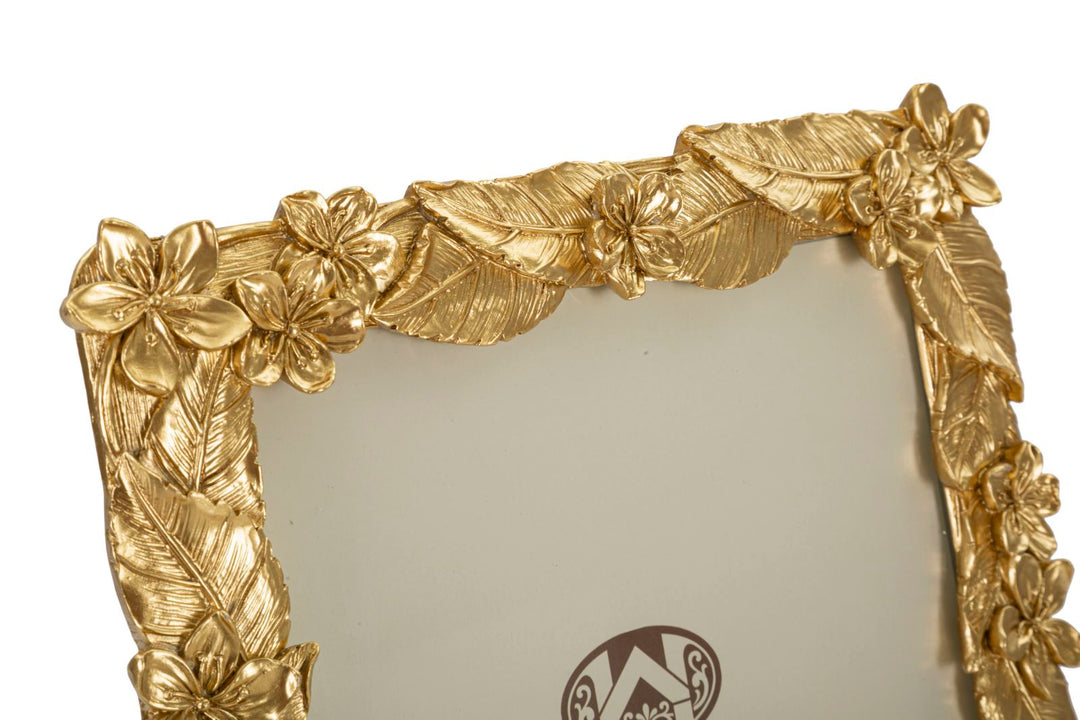Goldener Blumen- und Blattmuster-Bilderrahmen
