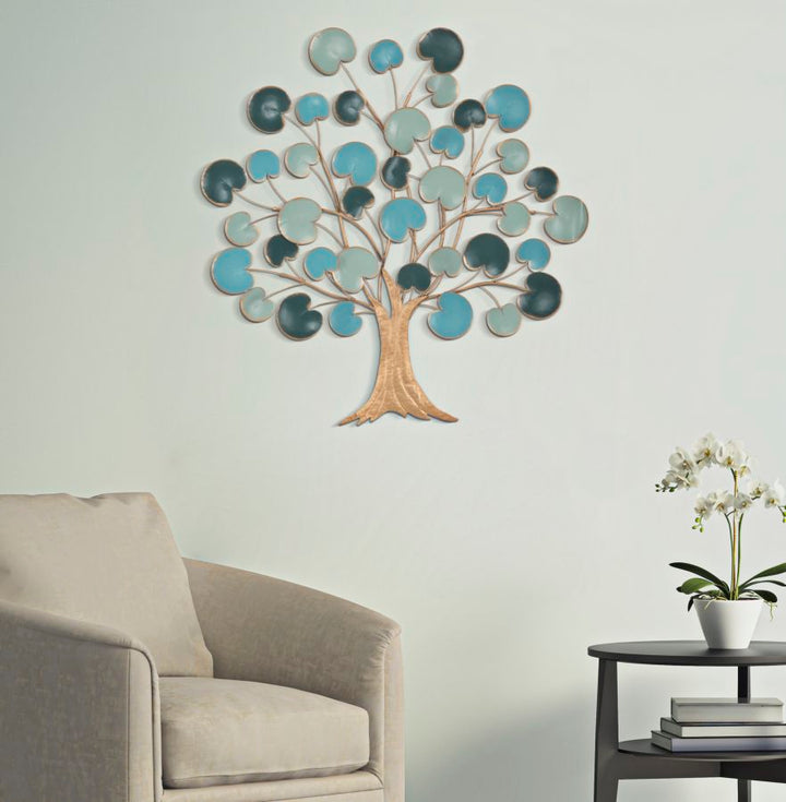 Gold & Blau Holz Wanddekoration