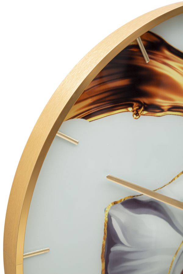 Gold und Weiß Elegante Rose Wanduhr