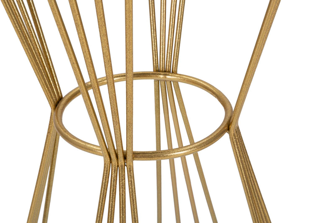 Kleiner runder Tisch aus goldfarbenem Metall und Glas