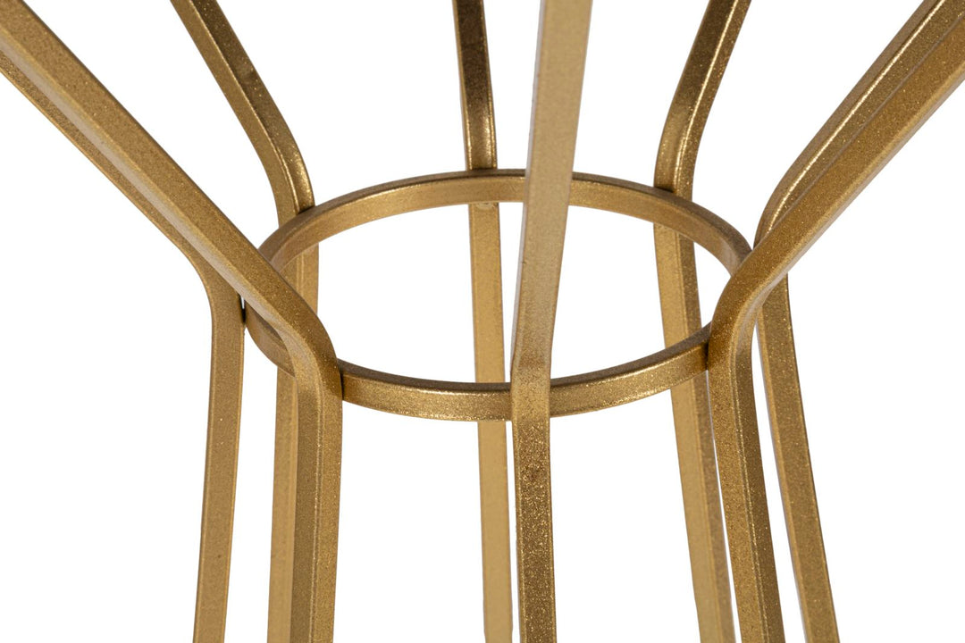 Kleiner runder Tisch aus goldfarbenem Metall und Glas