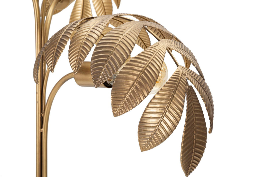 Goldene Tropical Leaf Tischlampe aus Metall mit 3 Lichtern