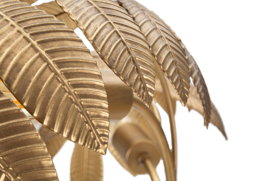 Goldene Tropical Leaf Tischlampe aus Metall mit 3 Lichtern