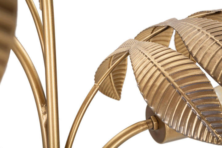 Goldene Tropical Leaf Tischlampe aus Metall mit 3 Lichtern