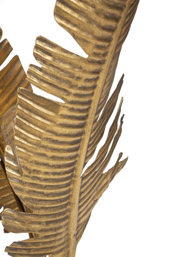 Goldene Palmenblatt-Tischlampe aus Metall