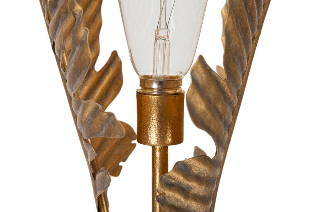 Goldene Palmenblatt-Tischlampe aus Metall