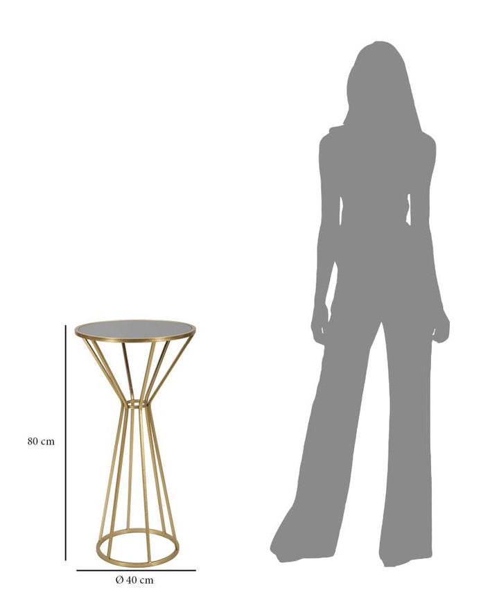 Kleiner runder Tisch aus goldfarbenem Metall und Glas