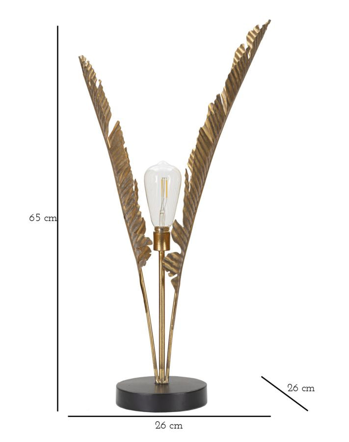 Goldene Palmenblatt-Tischlampe aus Metall