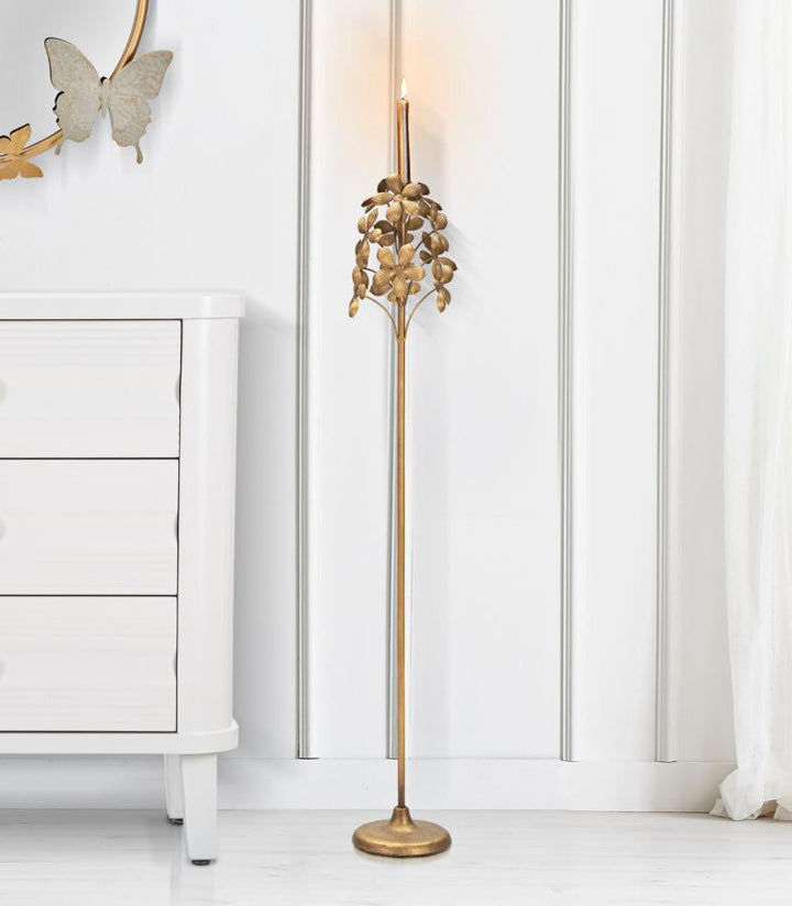 Florale Stehlampe aus Goldmetall