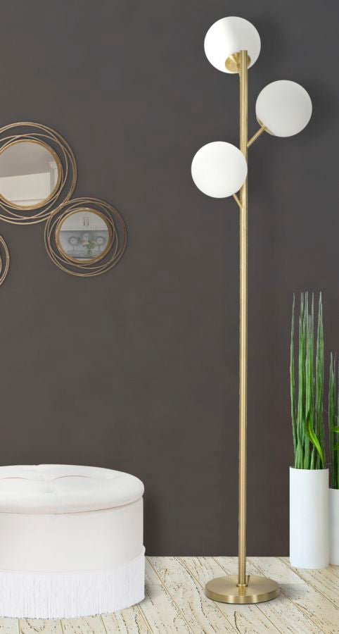 Goldene Metall-Stehlampe mit 3 Glühbirnen