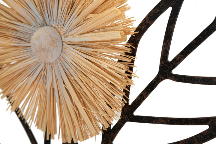 Metall und Holz Vase mit Blumen Wanddekoration im quadratischen Rahmen