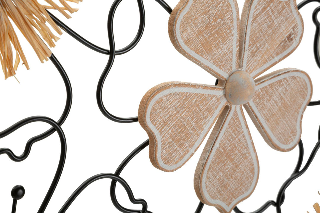 Metall und Holz Floral Wanddekoration