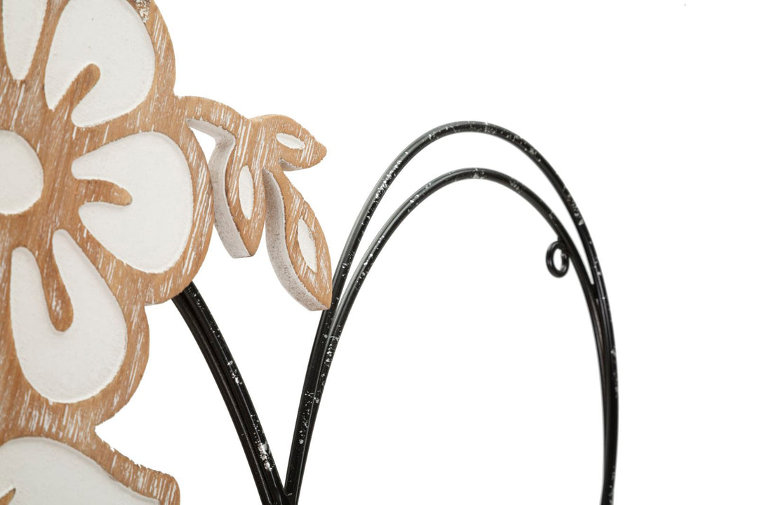 Metall und Holz Herz mit Blumen Wanddekoration