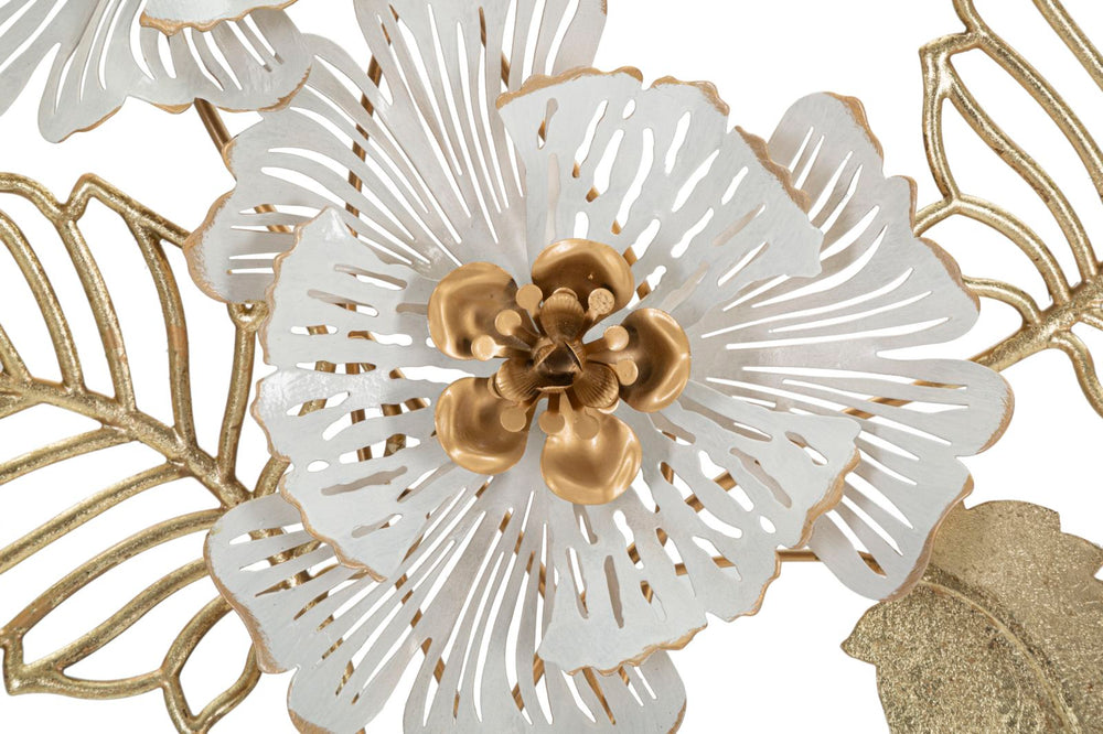Gold und Weiß Metall Blume und Blatt Muster Wanddekoration