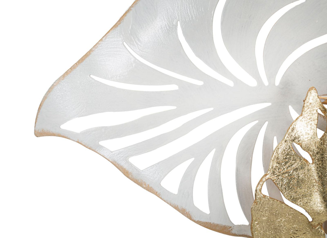 Gold und Weiß Metall Blume und Blatt Muster Wanddekoration