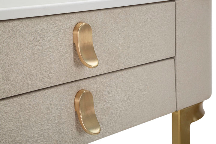 Konsolentisch mit Schublade und Marmorplatte in Gold und Beige
