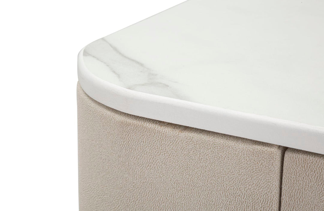 Konsolentisch mit Schublade und Marmorplatte in Gold und Beige